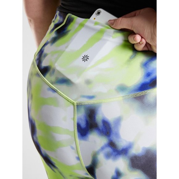NEW ATHLETA Elation Tie Dye 7/8 Tight Blue White Yellow - Picture 4 of 4